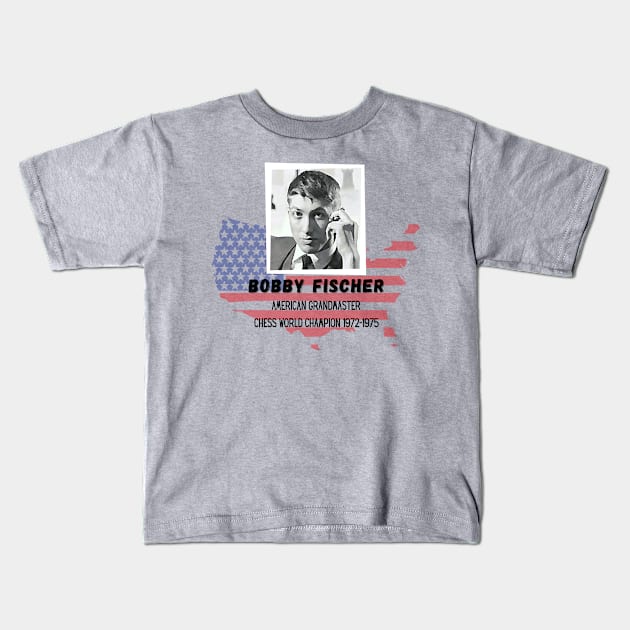 Bobby Fischer GM American Chess Kids T-Shirt by Chessfluencer